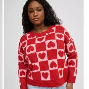 NWT Vegan Cashmere Pullover Sweater Torrid Hearts ~ Size 3